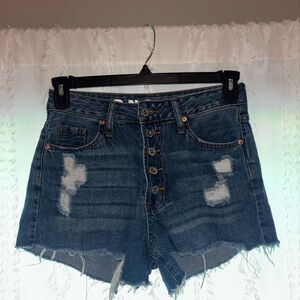 S.O.N.G Denim Button-Fly Distressed Women Shorts